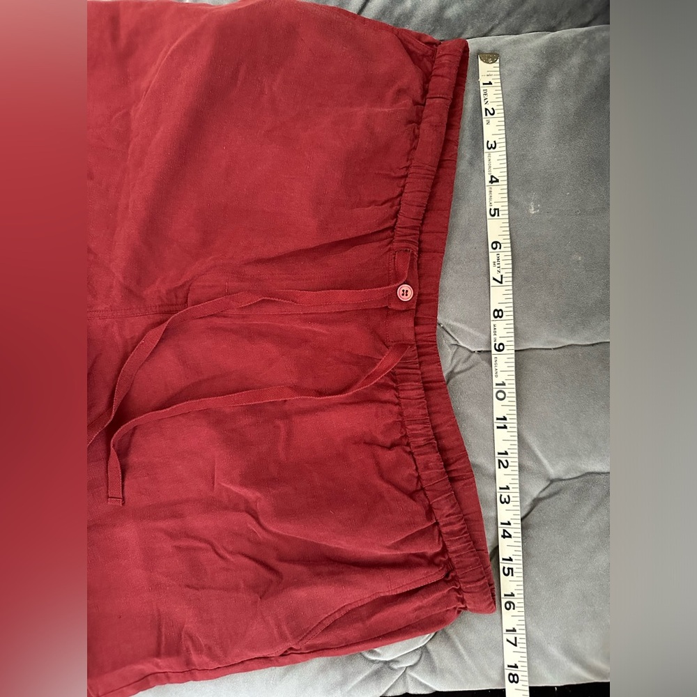 Silk linen blend Kate hill casual red women’s pants  drawstring size 10 - Picture 9 of 13